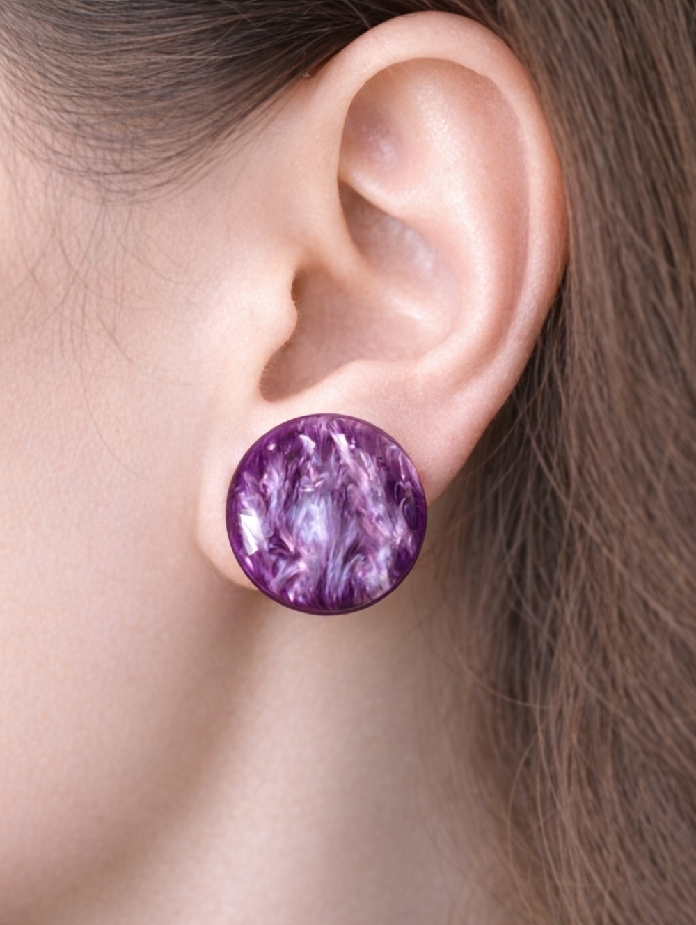 Women's Circle Purple Stud Earrings - Eye-Catching  Elegant Fashion Jewelry